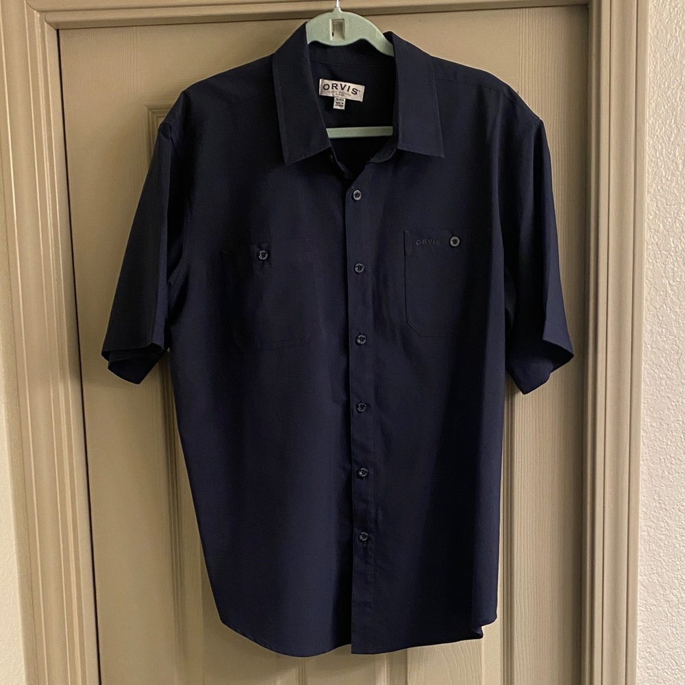Orvis Men's Dark Blue Casual Shirt